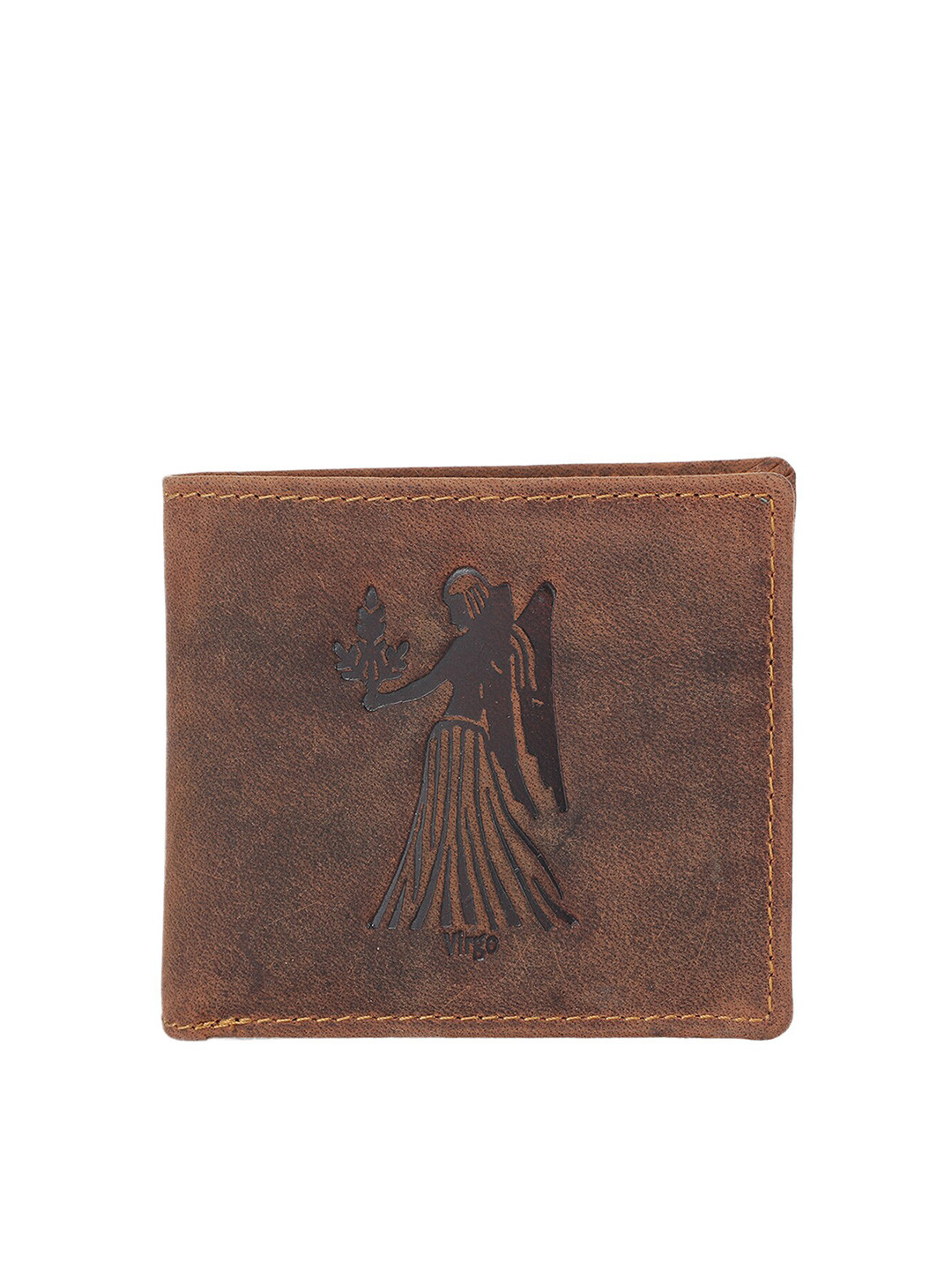 Alvaro Castagnino Men Brown Virgo Sign Two Fold Leather Wallet