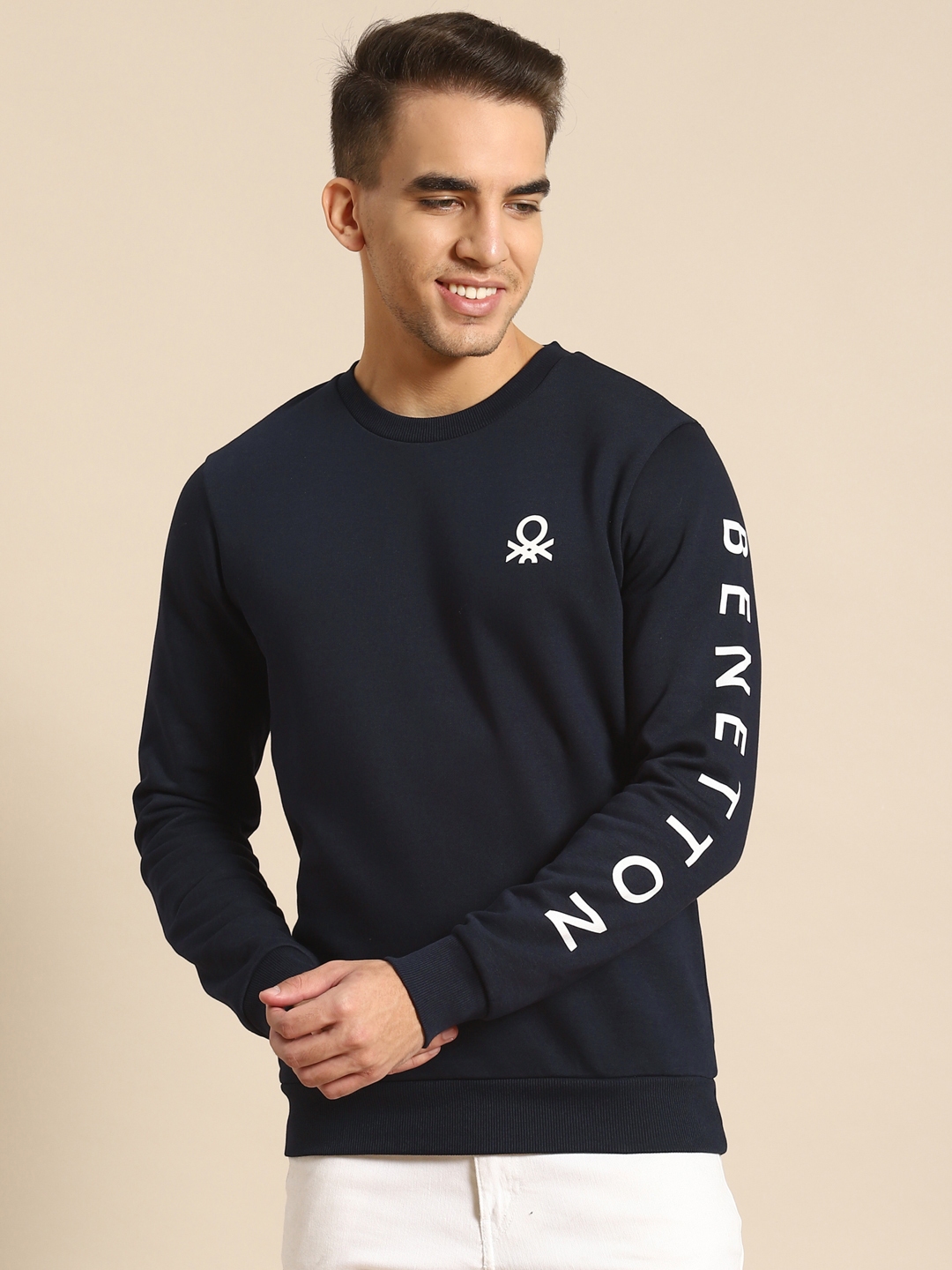 United colors of benetton full sleeve solid men's sweatshirt cheap