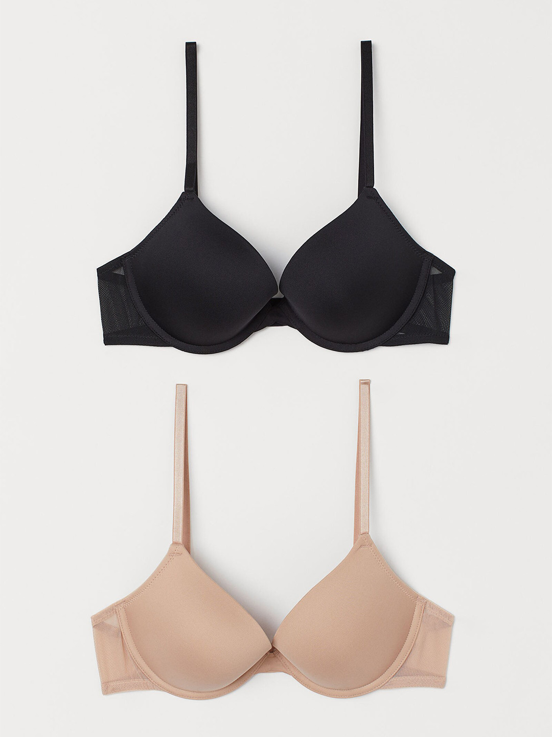 H&M Black & Beige Push-Up Bra Underwired Lightly Padded-0506098018