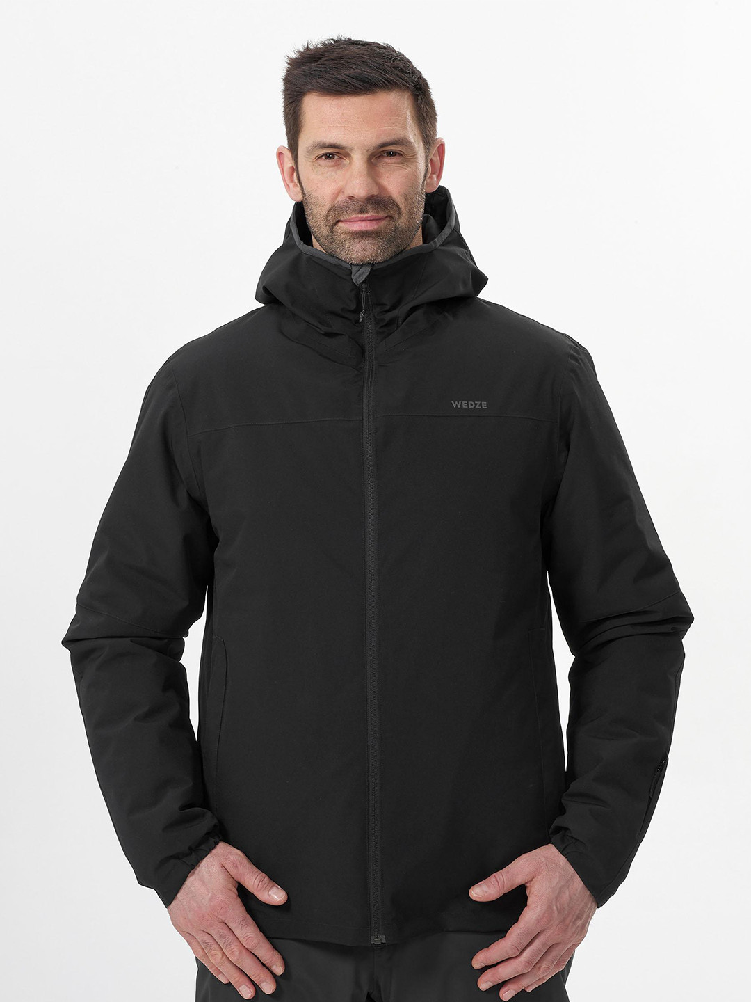 Decathlon Men Black Water Resistant Outdoor Skiing and Snowboarding Padded Jacket