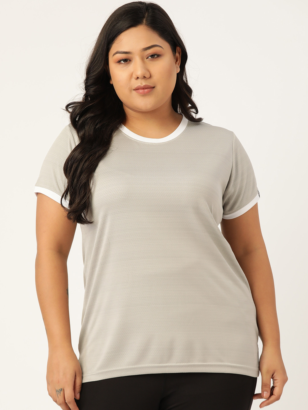 SPIRIT ANIMAL Women Grey Solid Plus Size Training Top