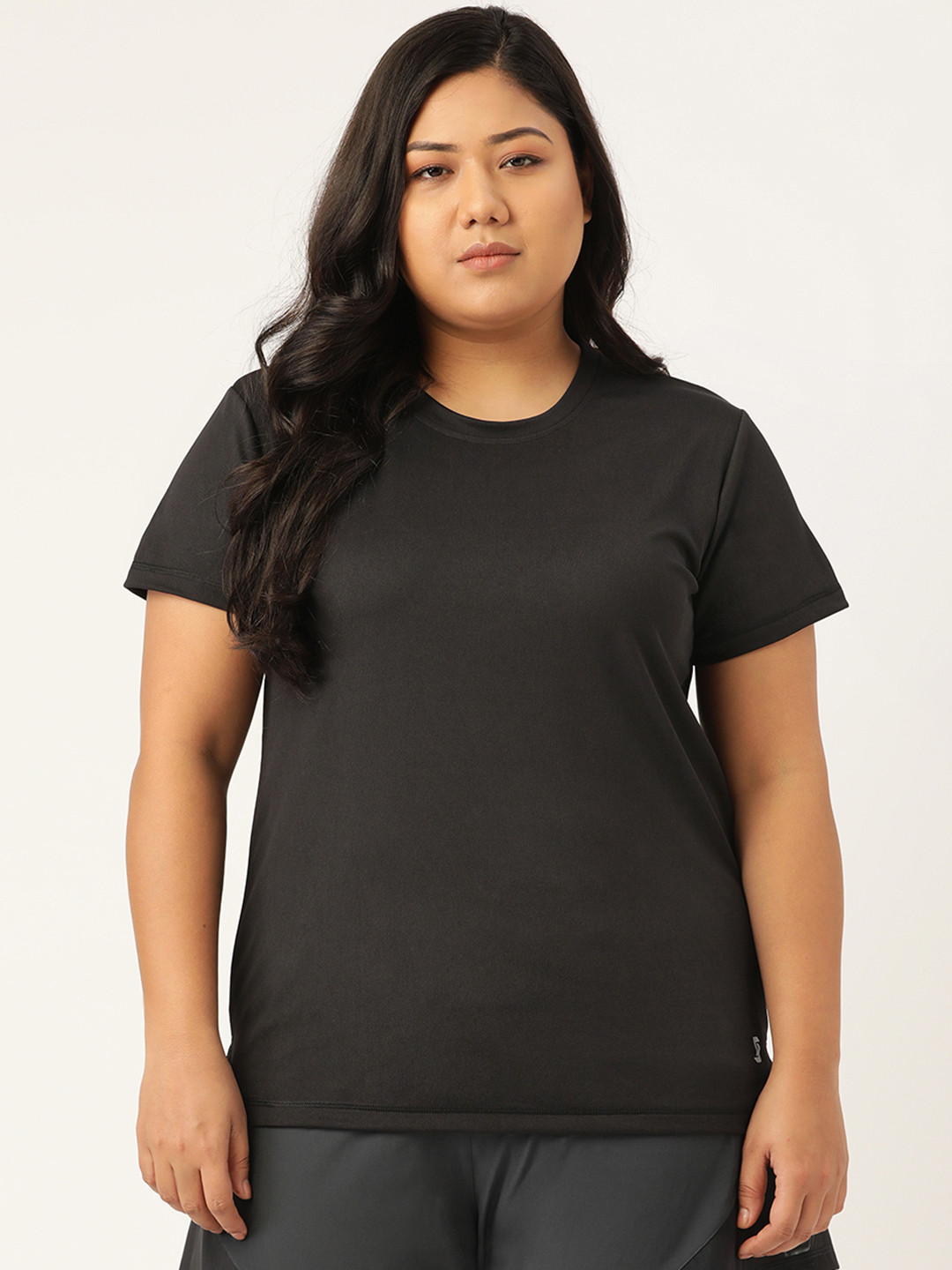 SPIRIT ANIMAL Women Plus Size Black Solid Top