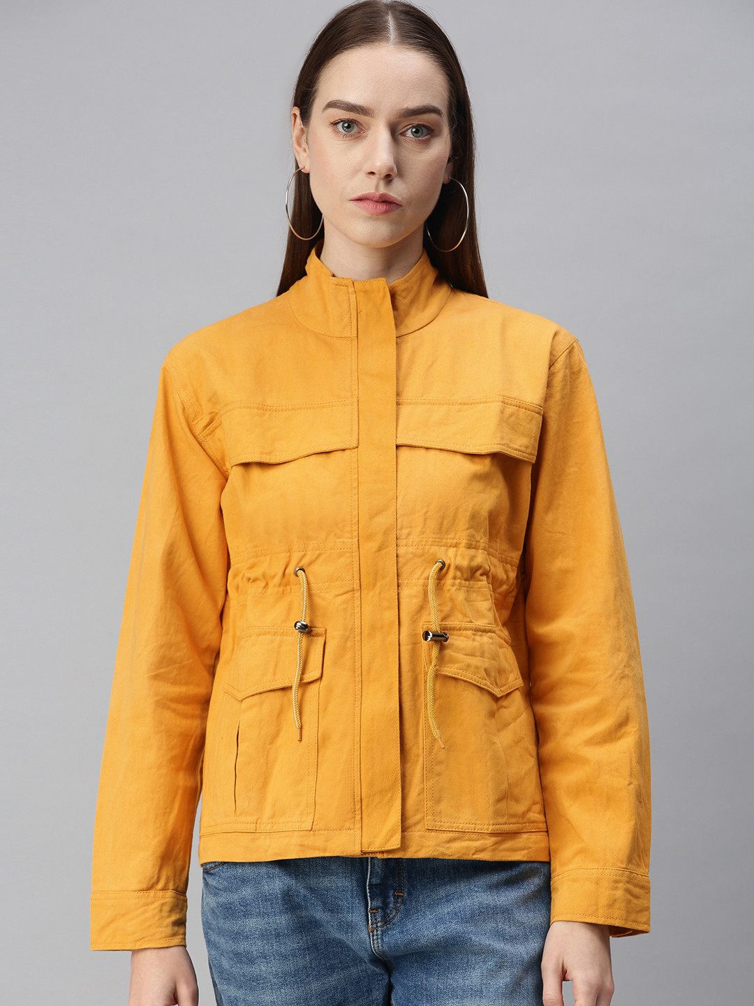 VOXATI Women Yellow Denim Jacket