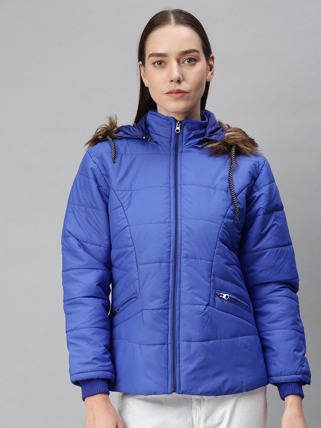 VOXATI Women Blue Open Front Jacket