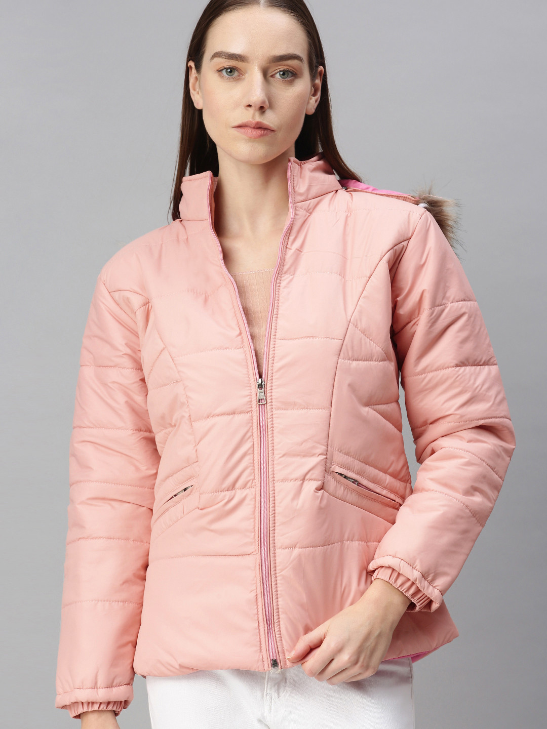 VOXATI Women Pink Open Front Jacket