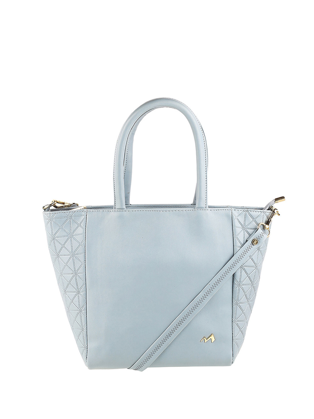 Metro Blue Textured PU Structured Shoulder Bag