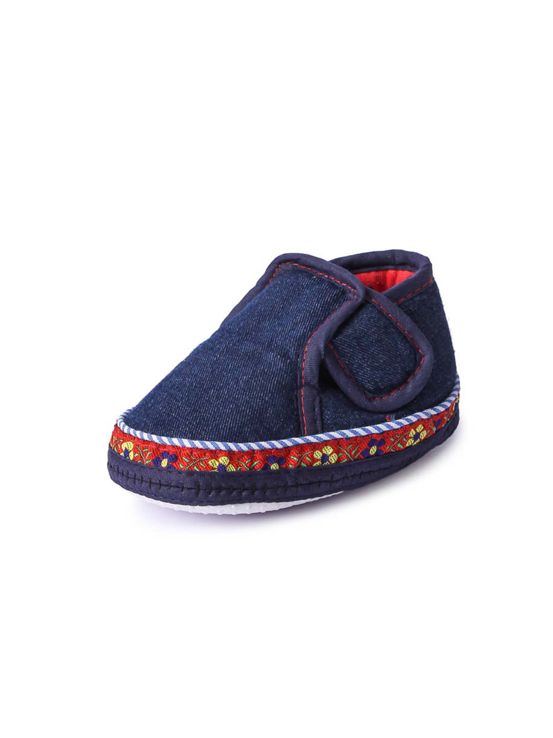 Butterthief Kids Navy Blue & Red Floral Printed Slip On Shoe-Style Sandals