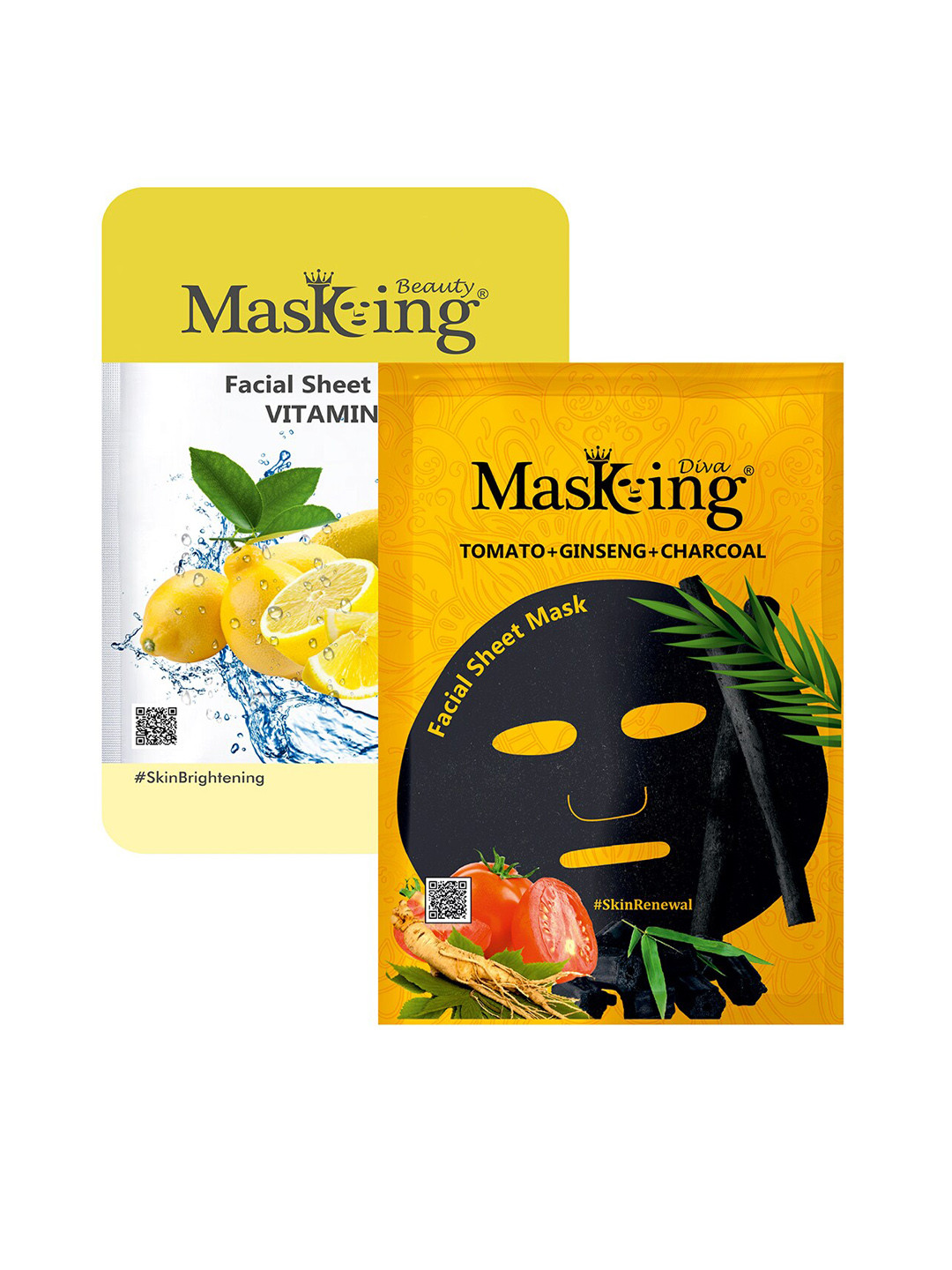 MasKing Unisex Pack of Charcoal & Vitamin C Combo Facial Sheet Mask - 45 ml