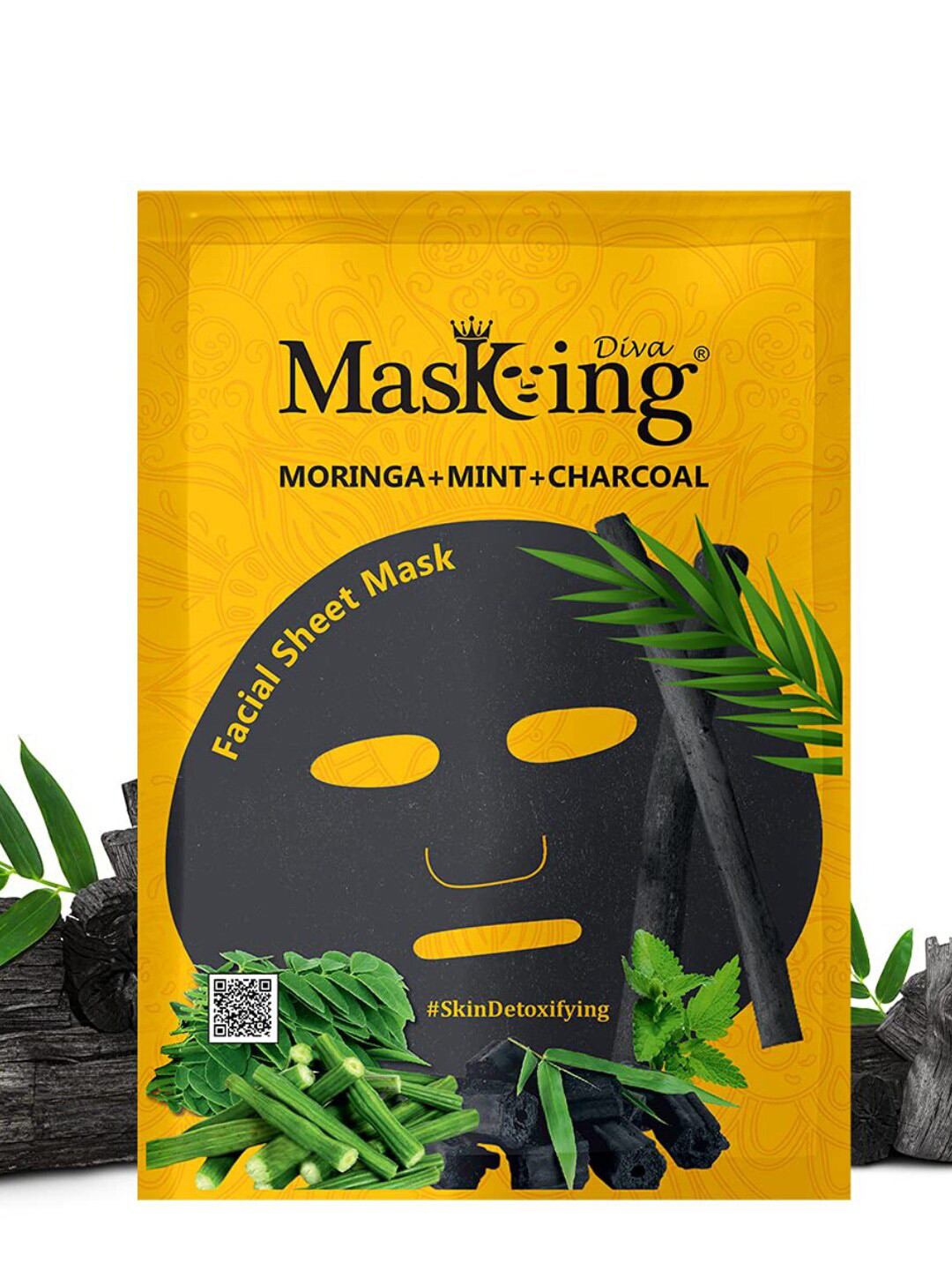 MasKing Diva Unisex Set Of 4 Moringa Mint & Charcoal Facial Sheet Masks