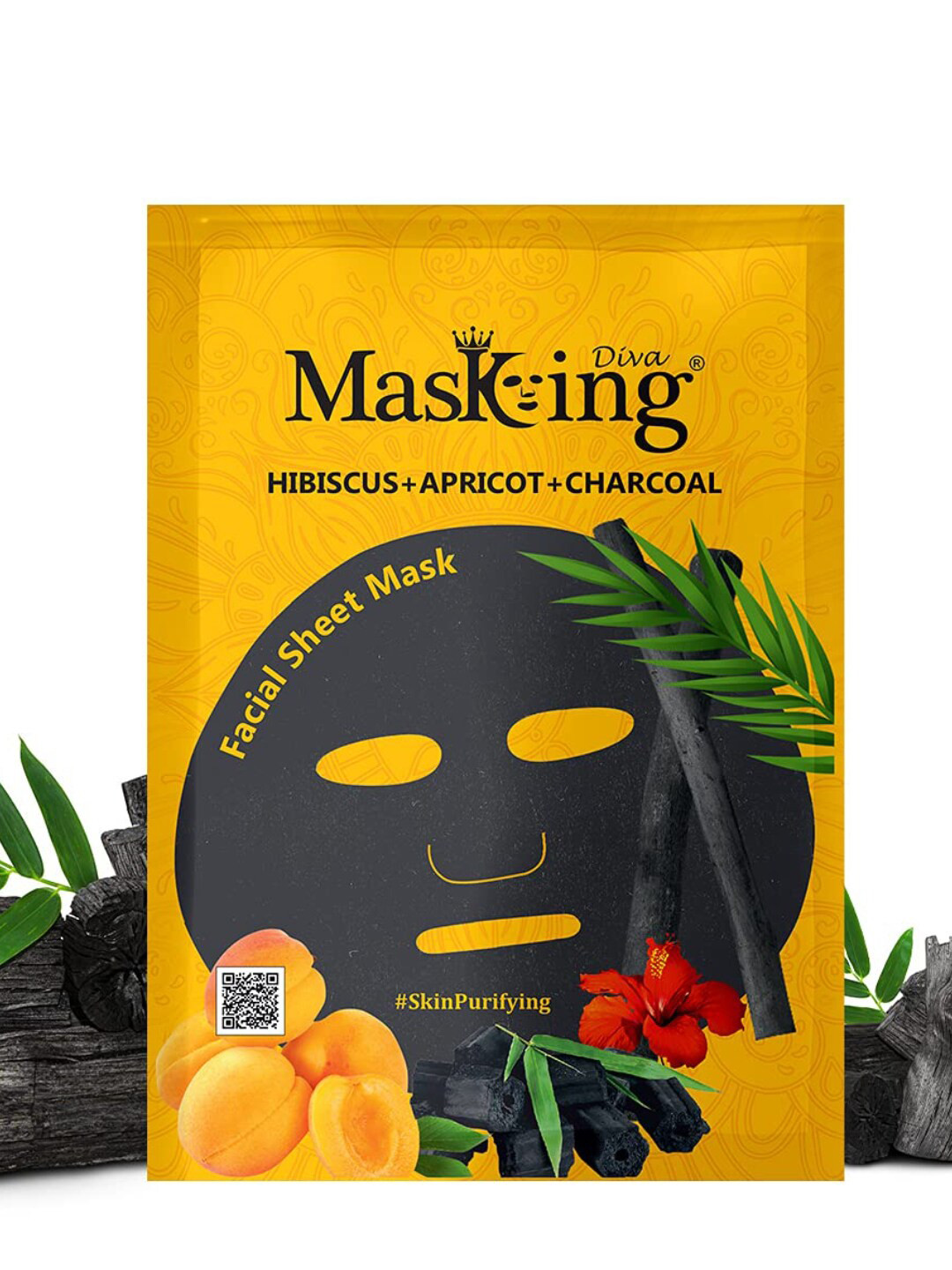 MasKing Unisex Pack of 4 Hibiscus & Charcoal Facial Sheet Mask