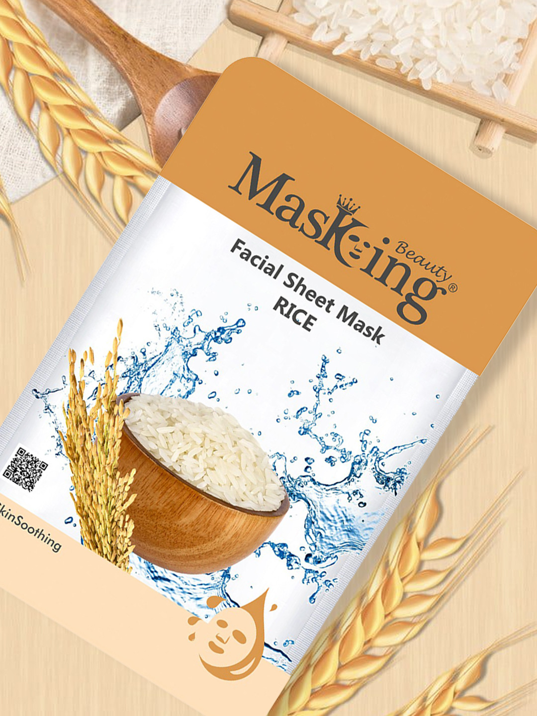 MasKing Unisex Pack Of 4 Rice Facial Sheet Mask