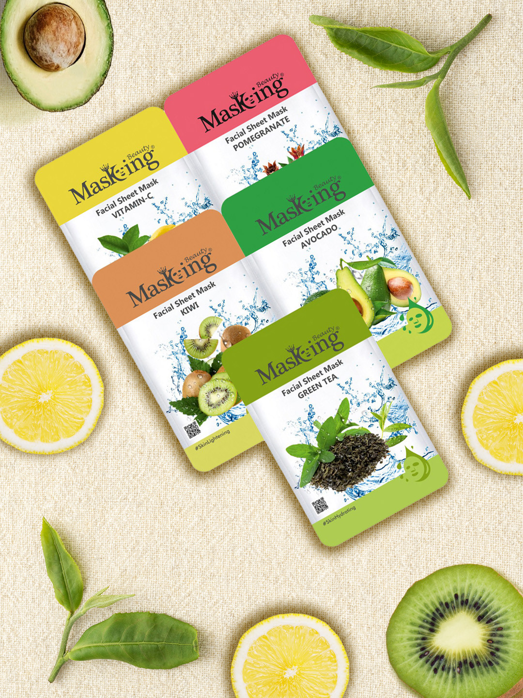 Masking Unisex Pack of 5 Beauty Facial Sheet Mask- 30ml each