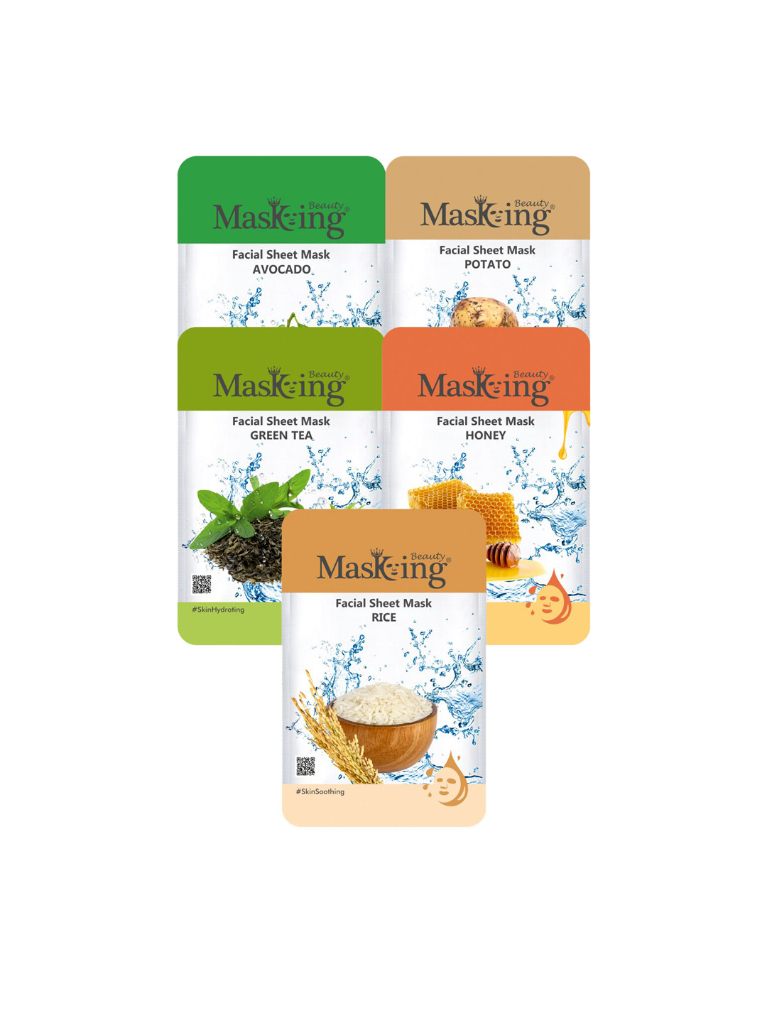 Masking Pack Of 5 Women Beauty Facial Sheet Mask And Peel - 20 ml Each