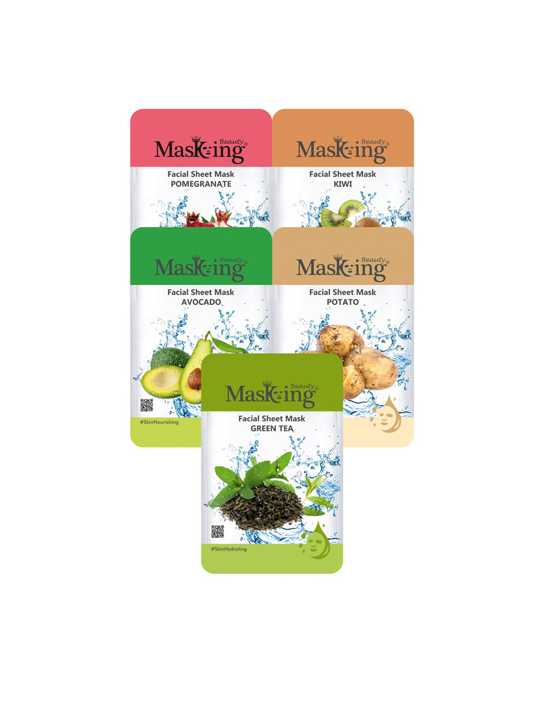 MasKing Women Pack of 5 Beauty Facial Sheet Masks