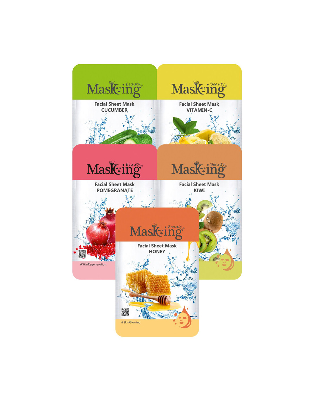 MasKing Unisex Pack Of 5 Fruit Facial Sheet Mask