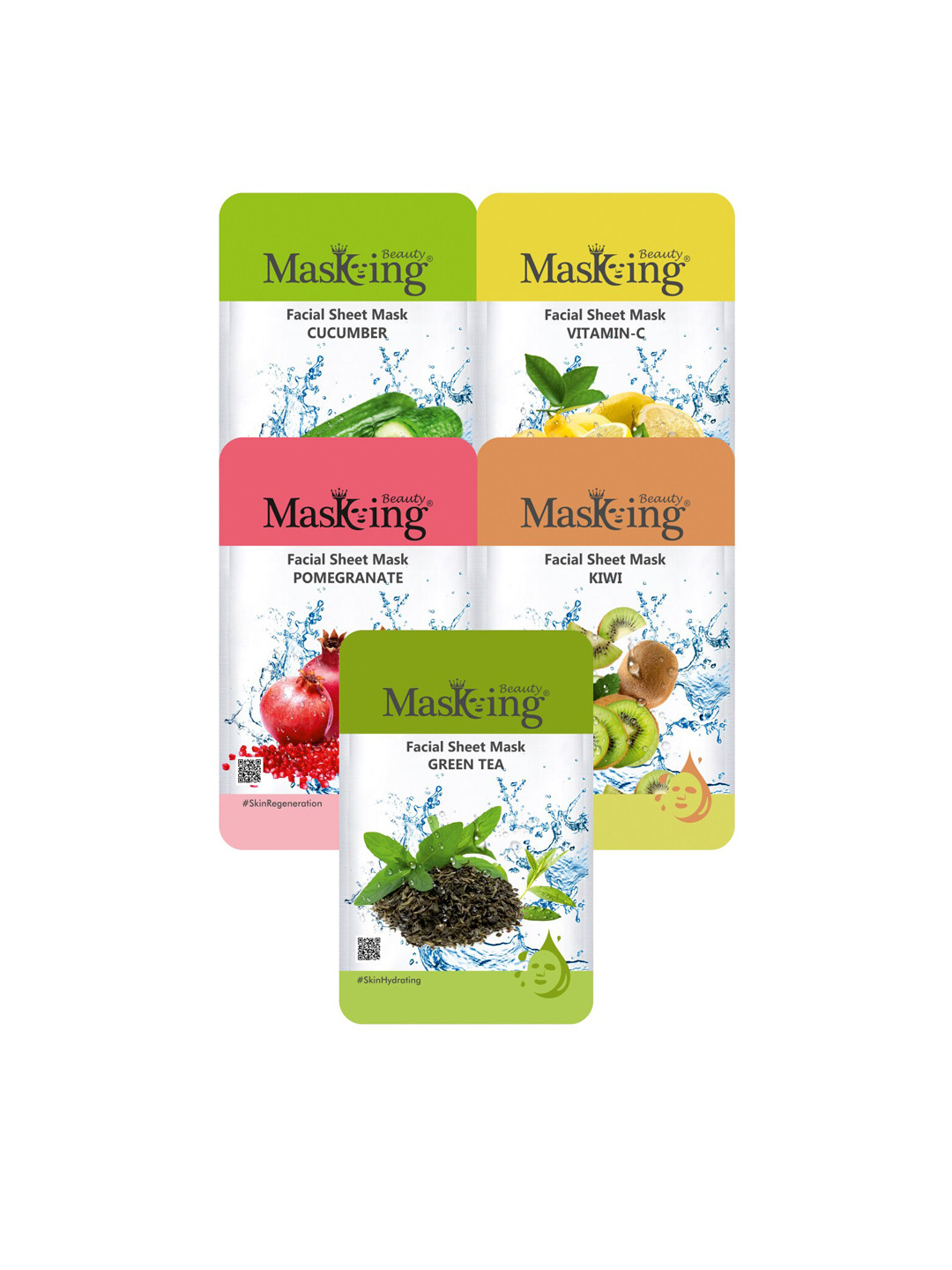 MasKing Beauty Unisex Set Of 5 Cucumber & Vitamin C Facial Sheet Masks
