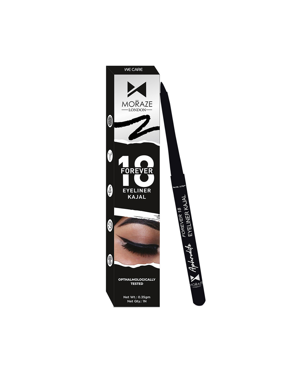 Moraze Women Intense Black Waterproof & Smudge Proof Highly Pigmented Pencil Kajal 0.35g