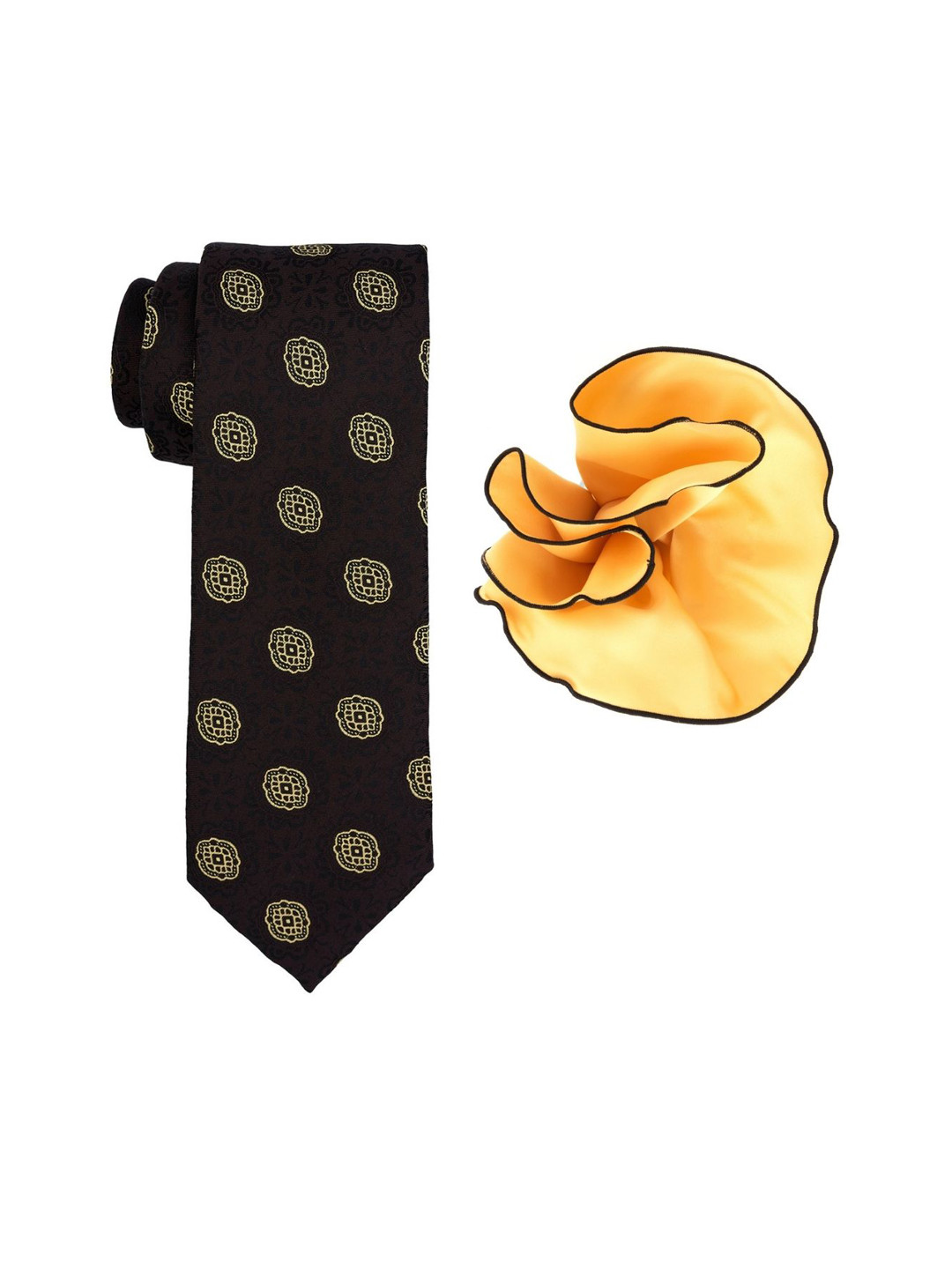 The Tie Hub Brown Geometric Microfiber Accessory Gift Set