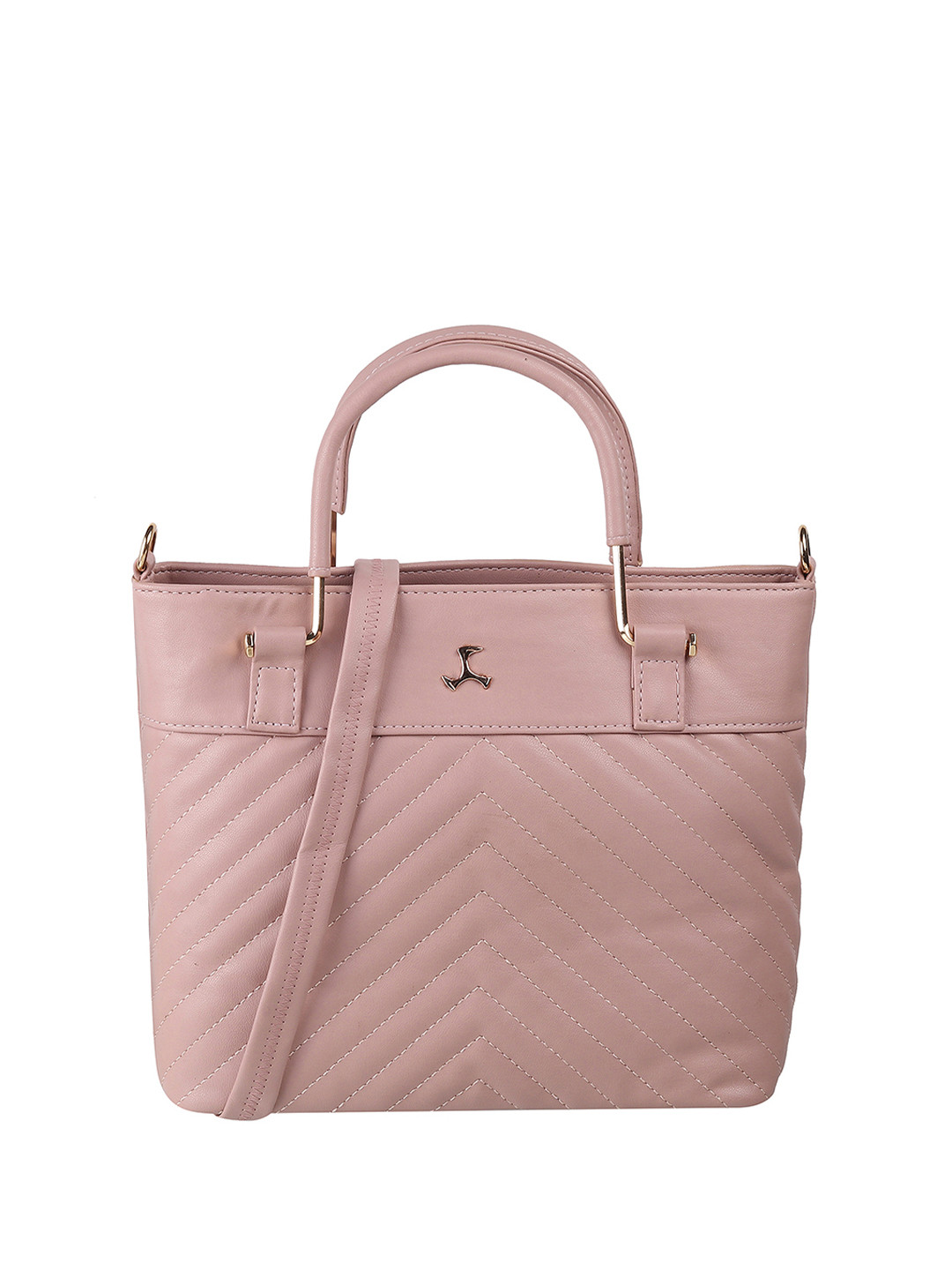 Mochi Pink PU Structured Handheld Bag with Quilted