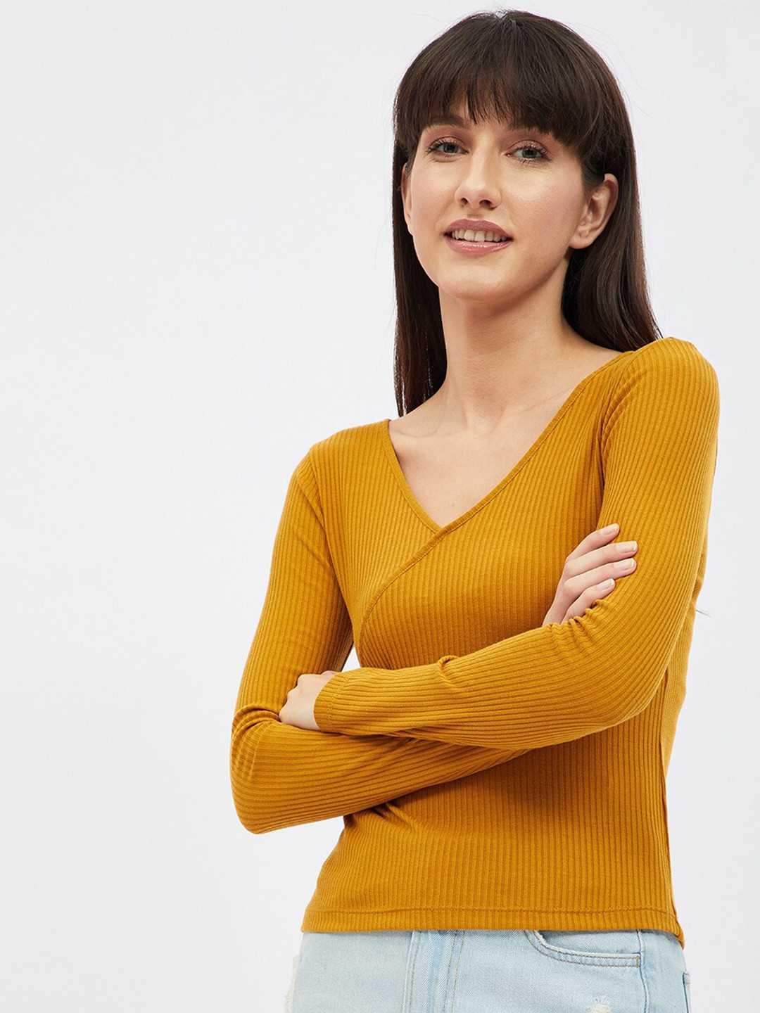 Harpa Mustard Yellow Wrap Top