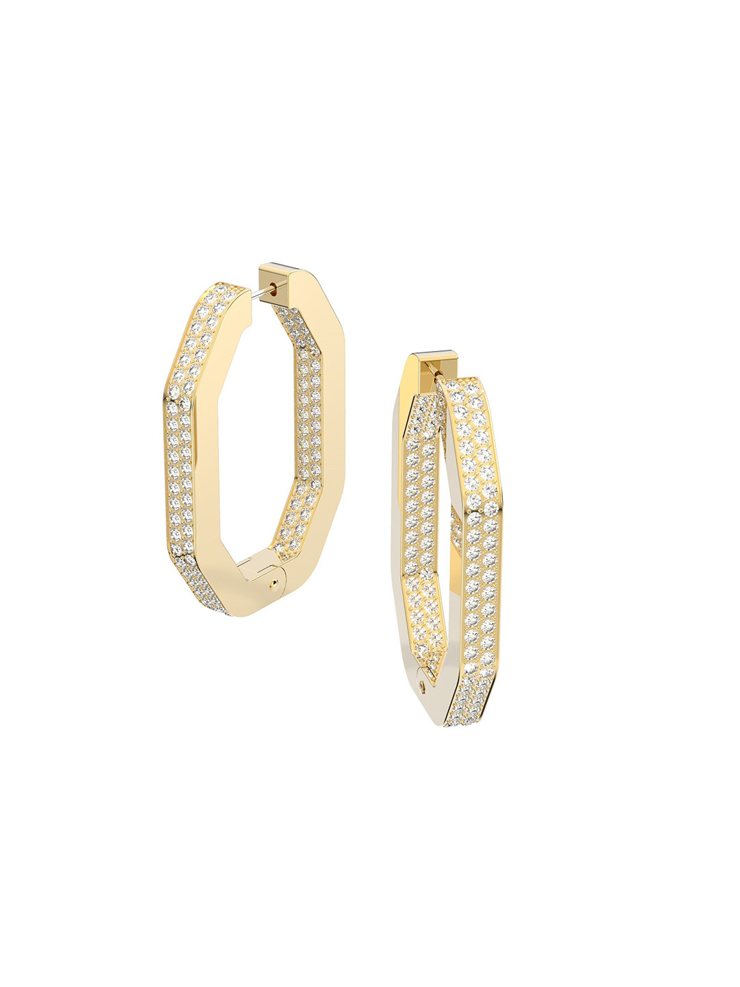 SWAROVSKI Women Gold & White Gold-Plated Dextera Crystal Hoop Earrings