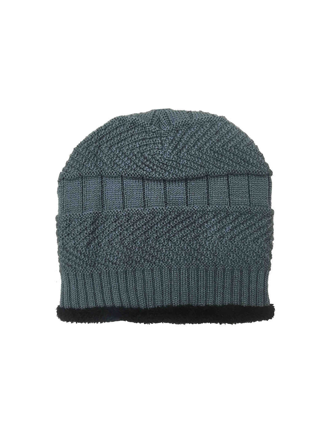 Gajraj Unisex Grey Self Design Woolen Cap