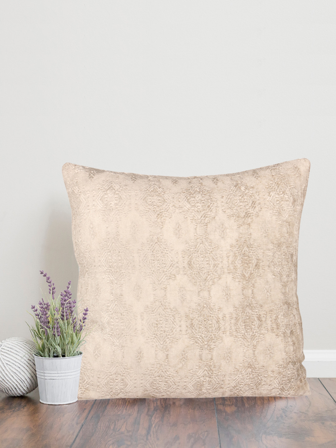 Home Beige Square Cushion Cover