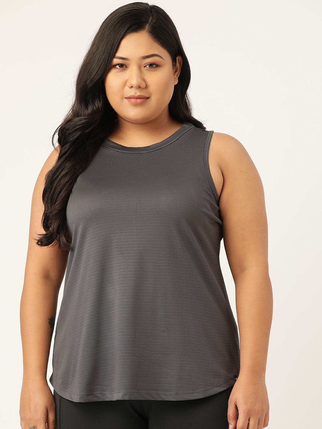 SPIRIT ANIMAL Women Plus Size Grey Solid Top
