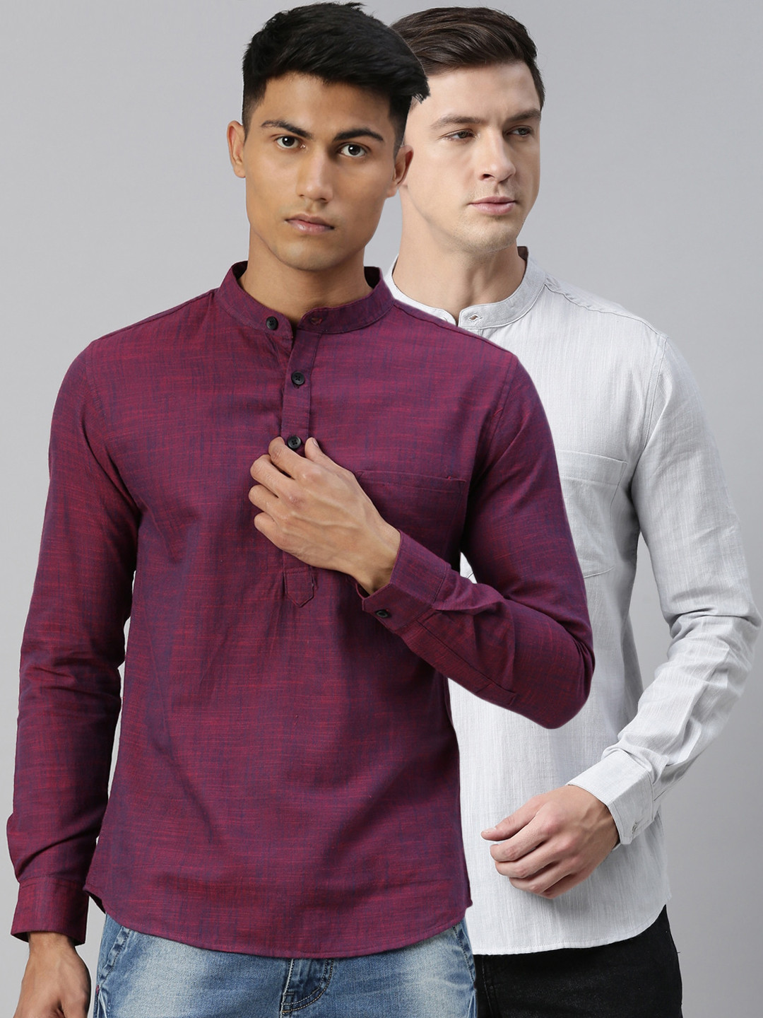 Kryptic Men Pack-2 Red& Grey Cotton Kurta