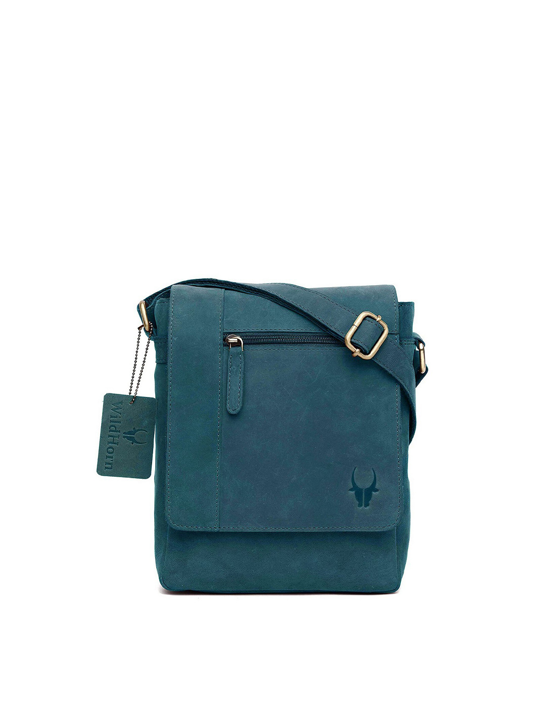 WildHorn Men Blue Sling Leather Messenger Bag