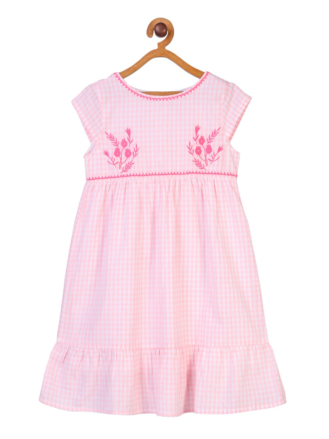 Miyo Pink Checked A-Line Dress