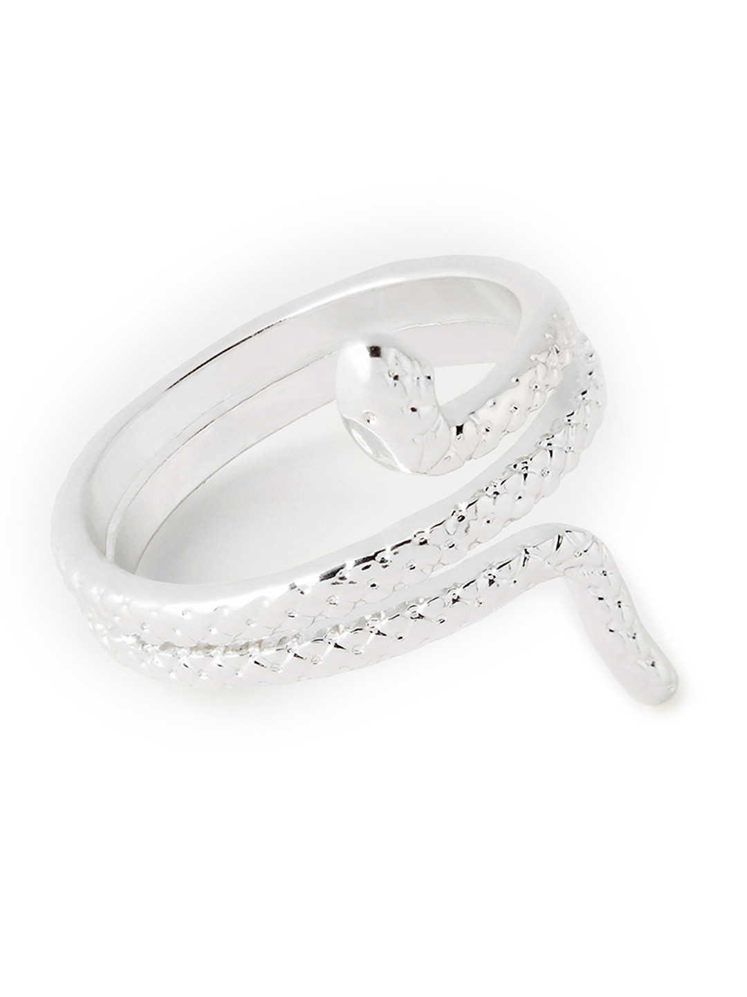 Accessorize London 14k Silver-Plated Snake Shaped Adjustable Finger Ring
