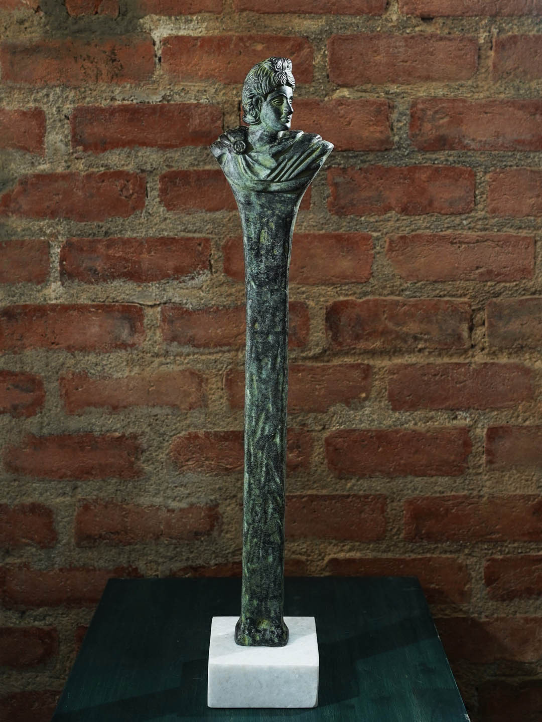 Folkstorys French Women Sea Green Metal Metallic Living Room Large Showpiece - 3 Inches