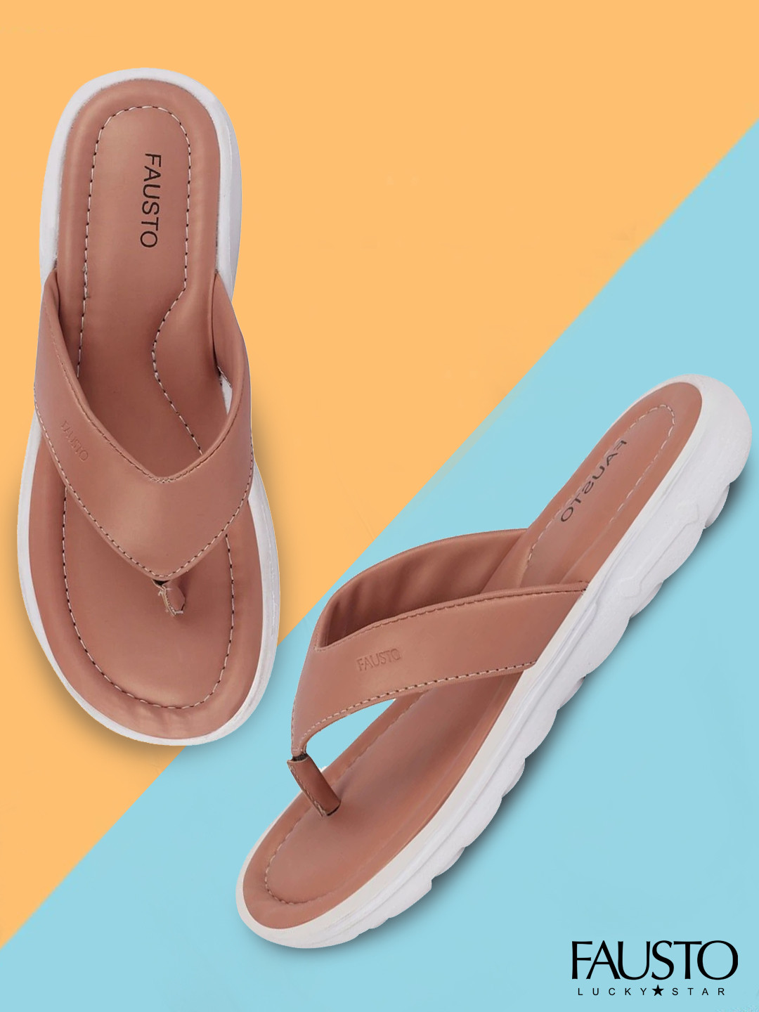 FAUSTO Women Brown Thong Flip-Flops