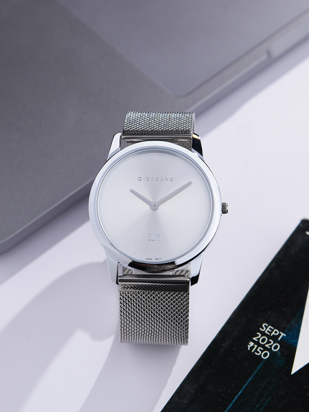 GIORDANO Men Silver-Toned Dial & Silver Toned Bracelet Style Straps Analogue Watch