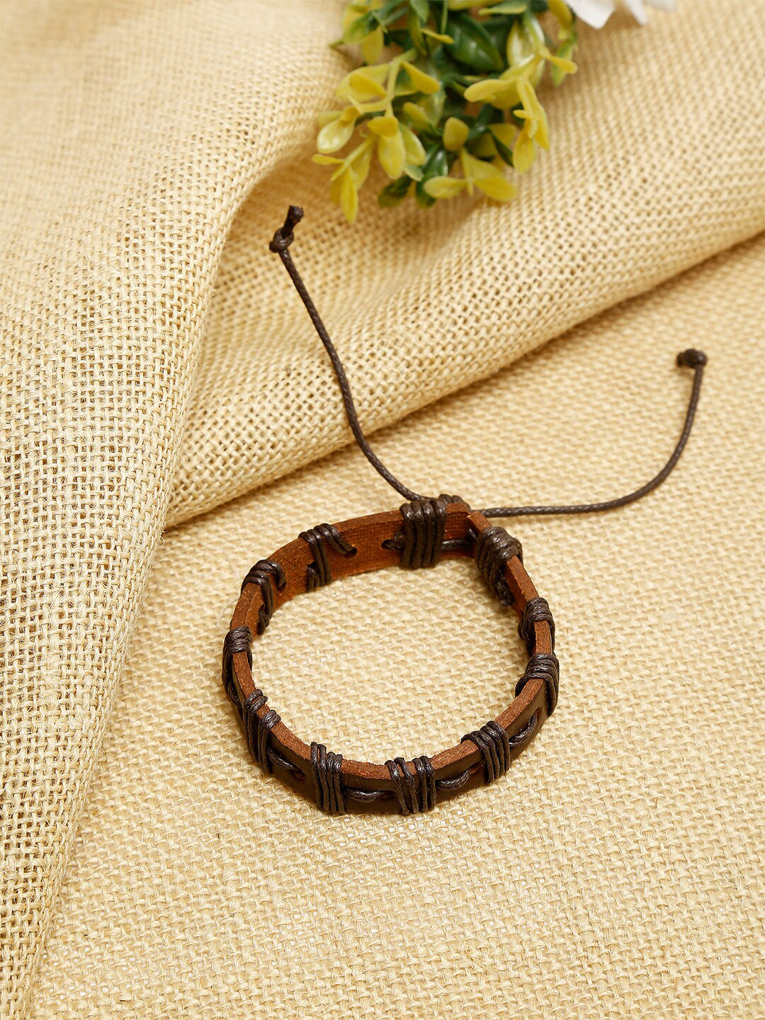 Alvaro Castagnino Men Brown PU Elasticated Bracelet