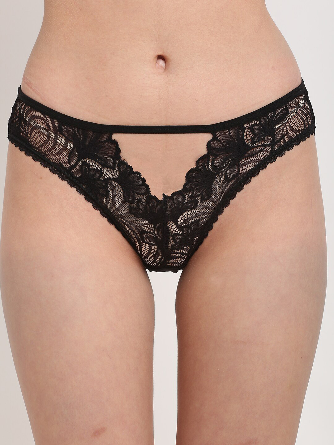 Aoba Women Black Self Design Bikini Briefs