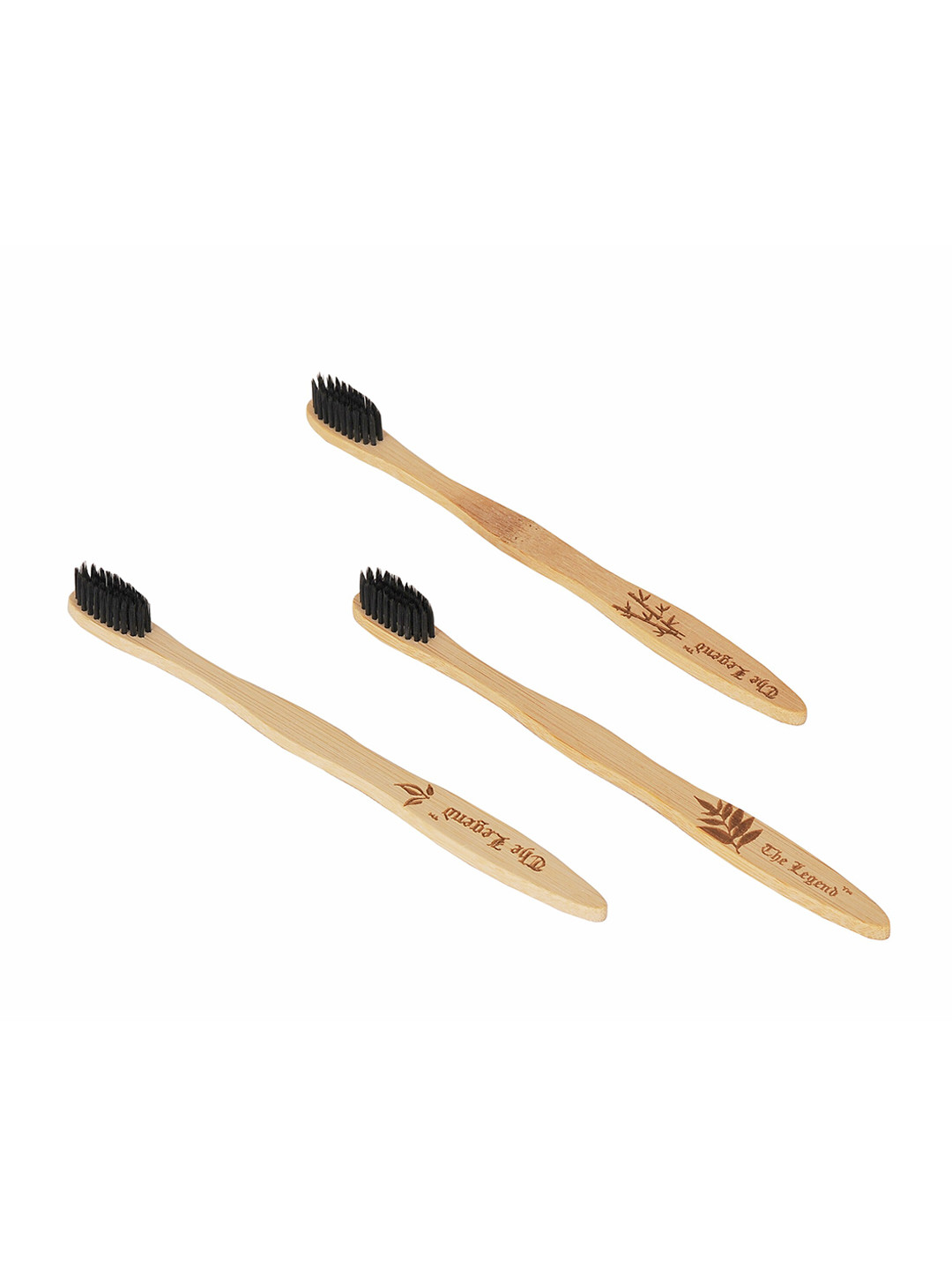 The Legend Pack of 3 Ayurveda Bamboo Wooden Toothbrush with Activated Charcoal Bristles