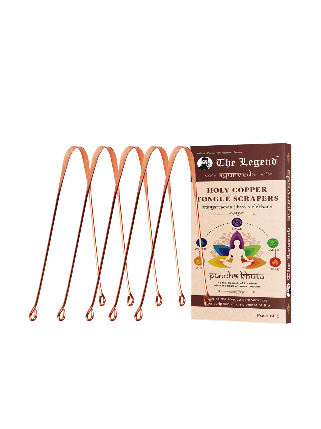 The Legend Pack of 5 Ayurveda Heavenly Copper Tongue Scrappers