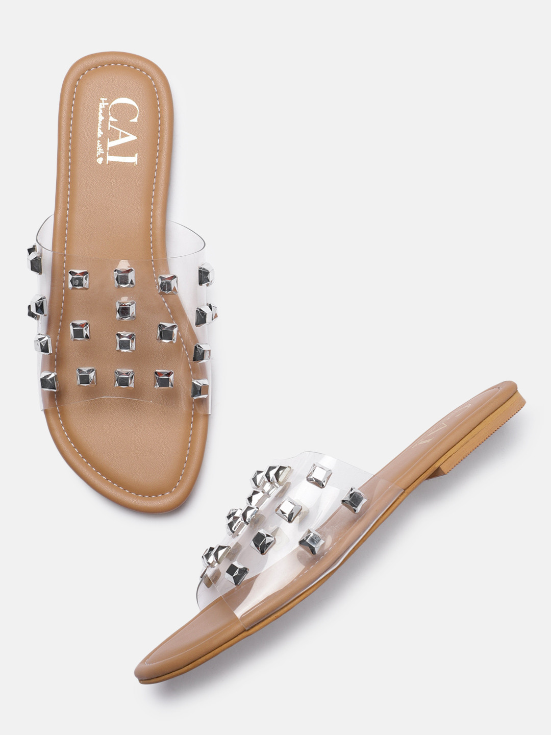 CAI Women Transparent Open Toe Flats