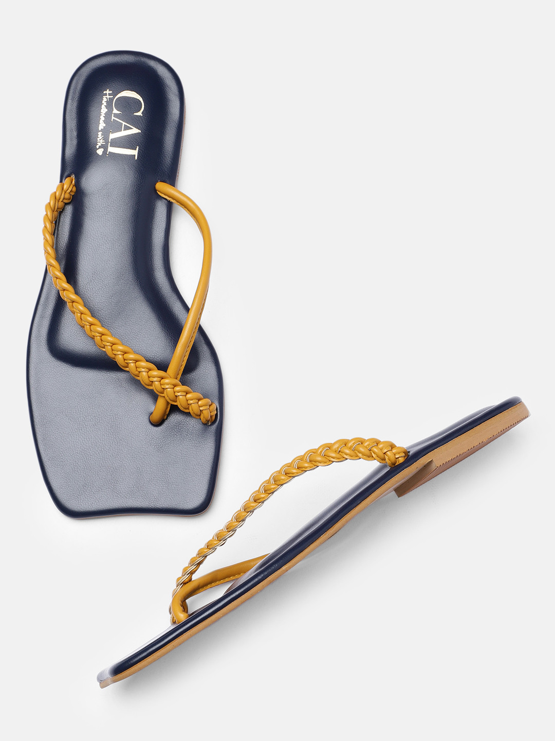 CAI Women Blue Solid One Toe Flats