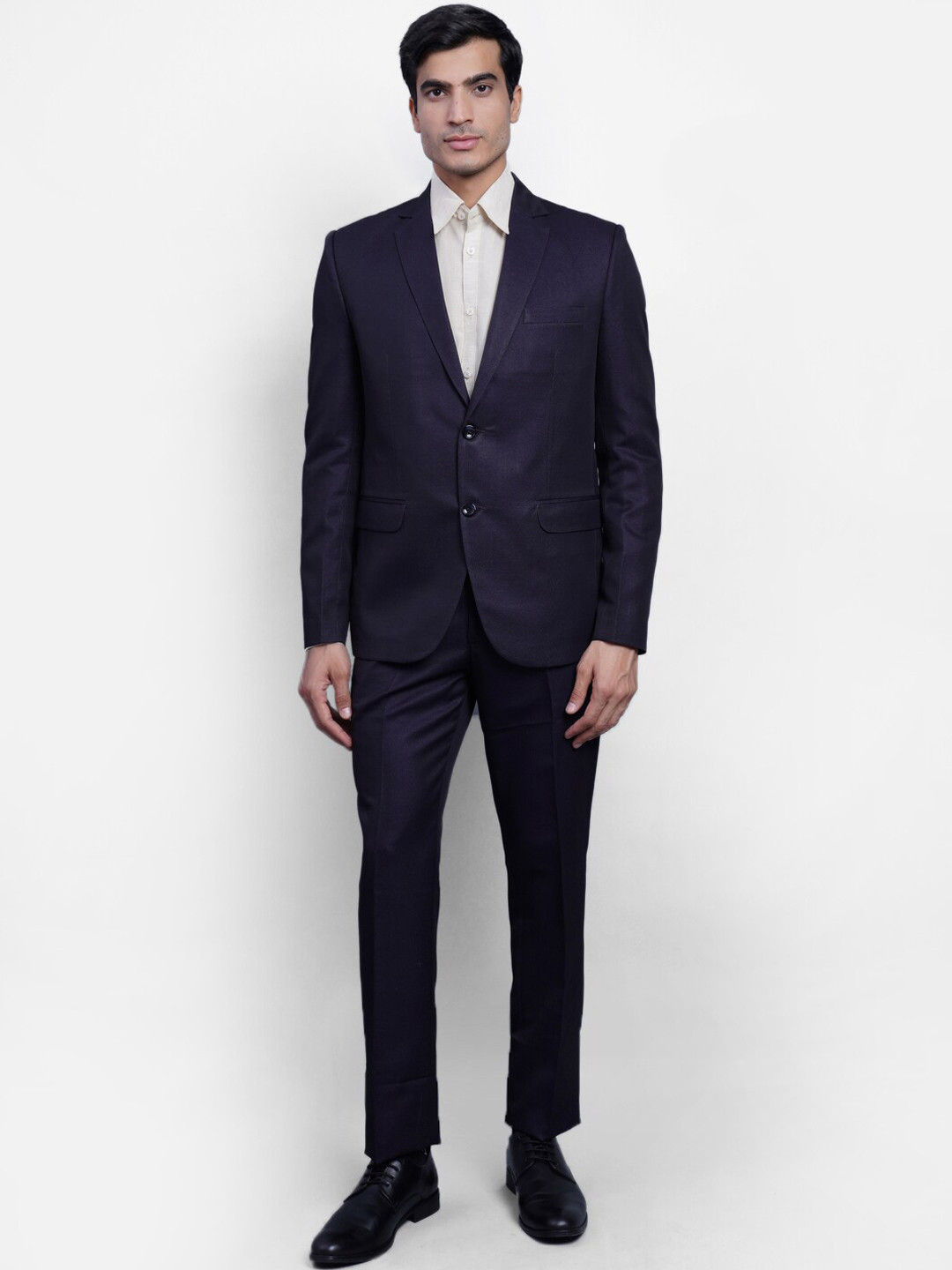 Wintage Men Violet Solid Single-Breasted Two-Piece Formal Suit