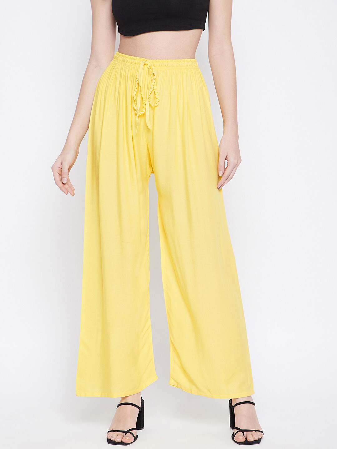 Clora Creation Women Yellow Knitted Palazzos