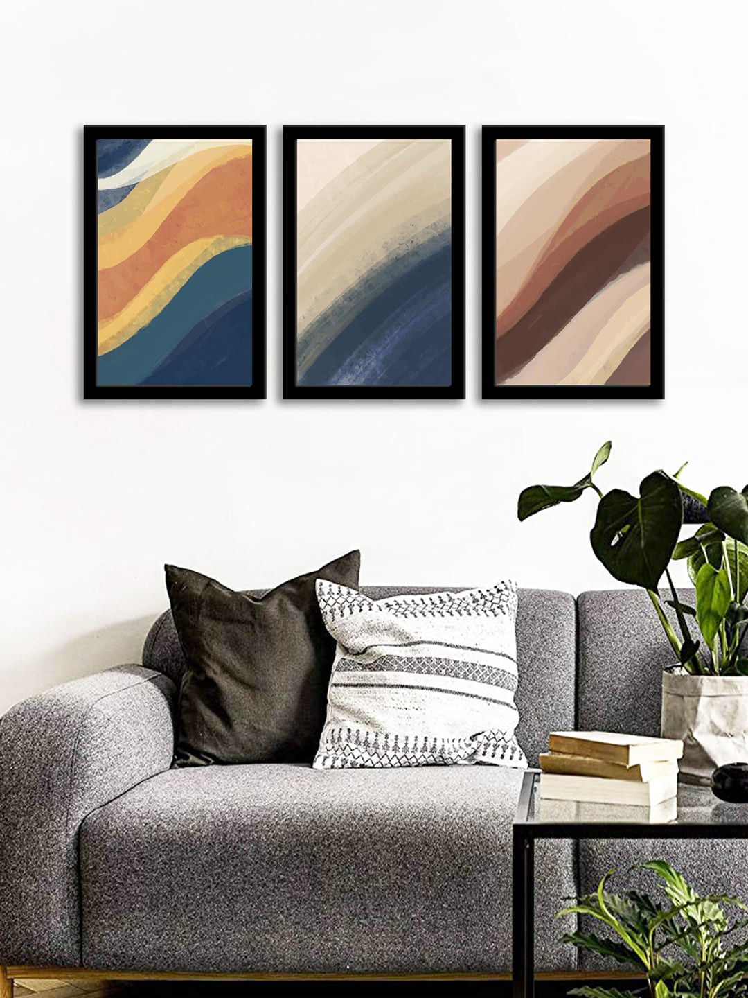 WENS Set Of 3 Multicoloured Abstract Color Wall Art Paintings