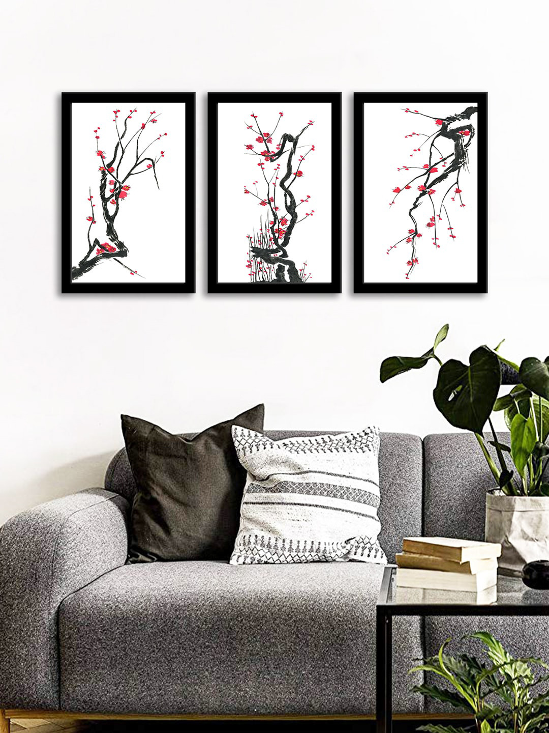 WENS Set Of 3 Multicoloured Tree Oriented Wall Art Paintings