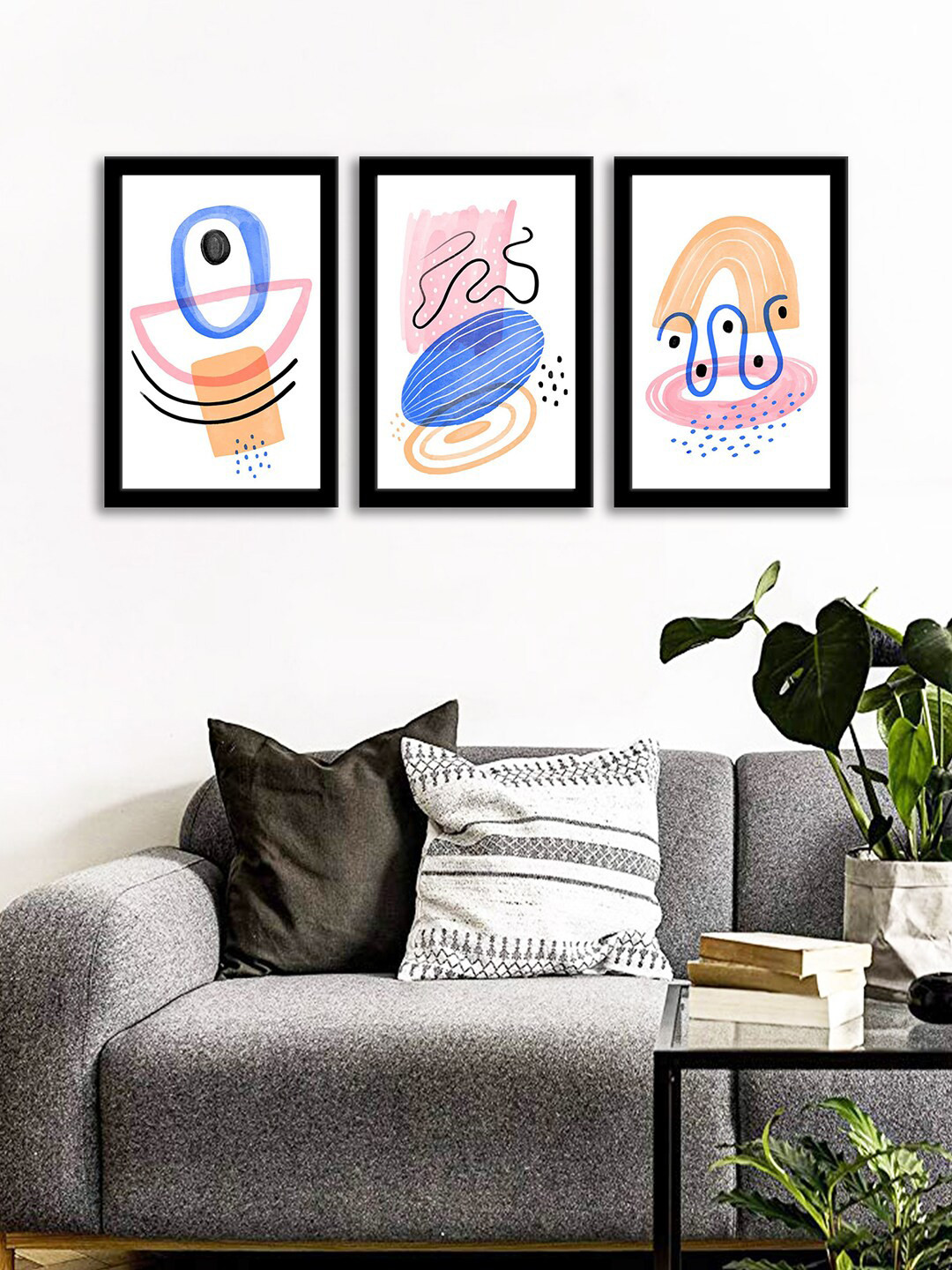 WENS Set Of 3 Multicoloured Watercolor Abstract Wall Art Painting