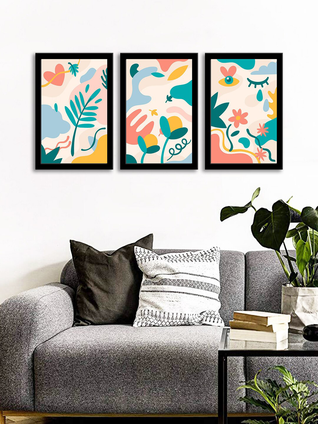 WENS Set Of 3 Multicoloured Modern Artistic Wall Art Painting