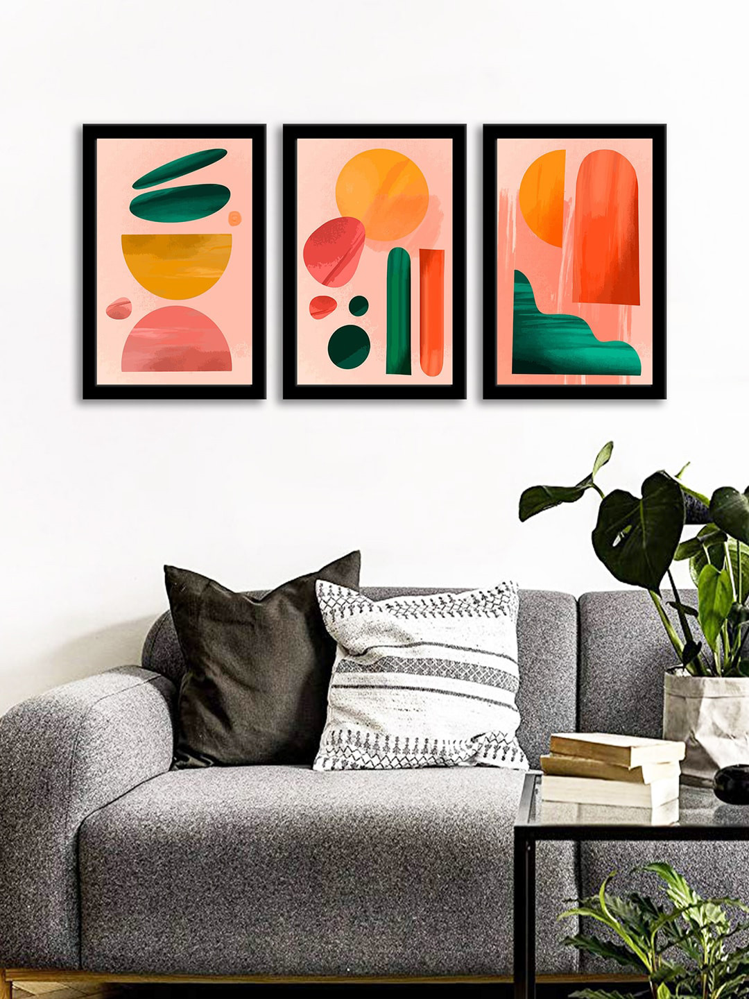 WENS Set Of 3 Multicoloured Scandinavian Wall Art Painting