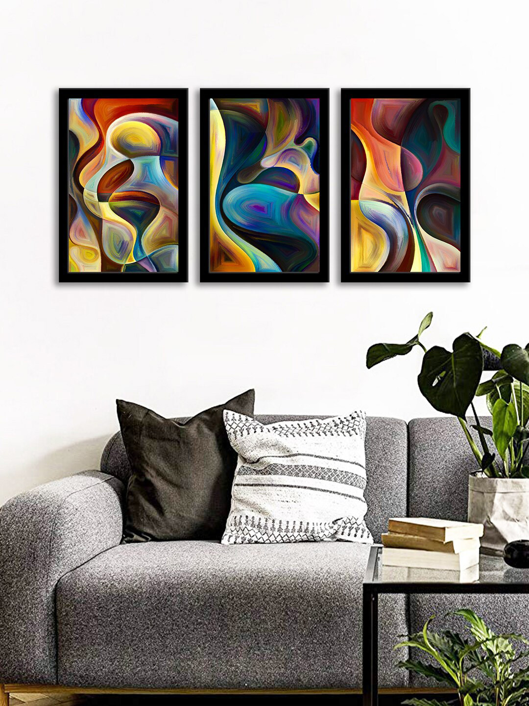 WENS Set Of 3 Multicoloured Modern Realistic Wall Art Painting