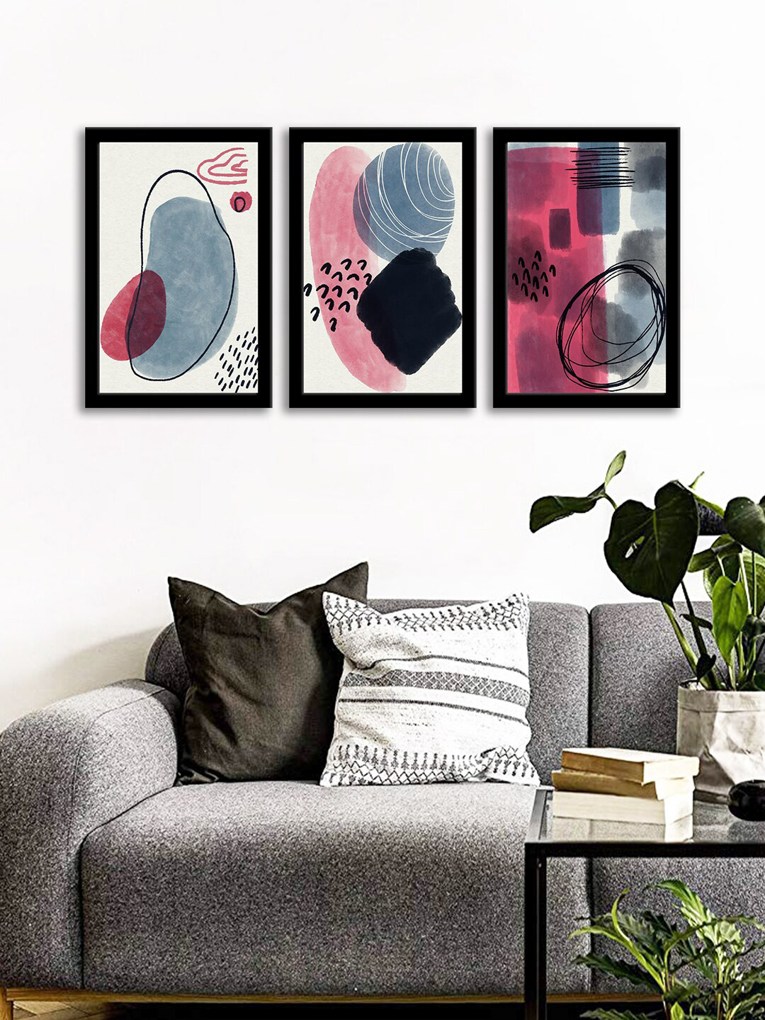 WENS Set Of 3 Multicoloured Creative Nordic Wall Art Painting